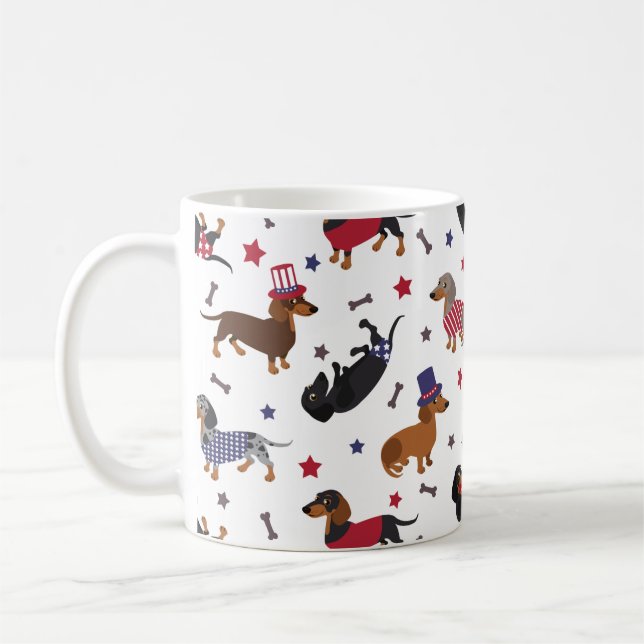 Caneca De Café Dachshund Patriótico (Esquerda)