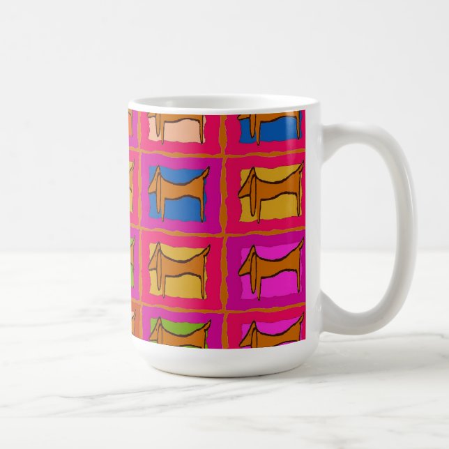 Caneca De Café Dachshund Quilt (Direita)