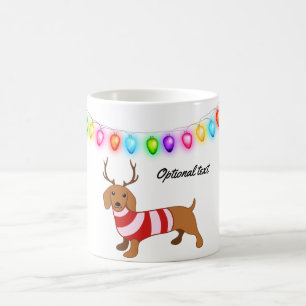 Caneca De Café Dachshund Reindeer - Mug Personalizado
