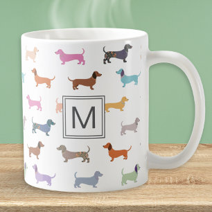 Caneca De Café Dachshund Sausage Dog Multicolor Patterado