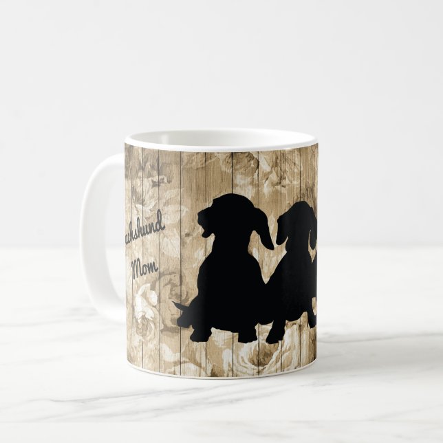 Caneca De Café Dachshund Silhouette Mug (Frente Esquerda)