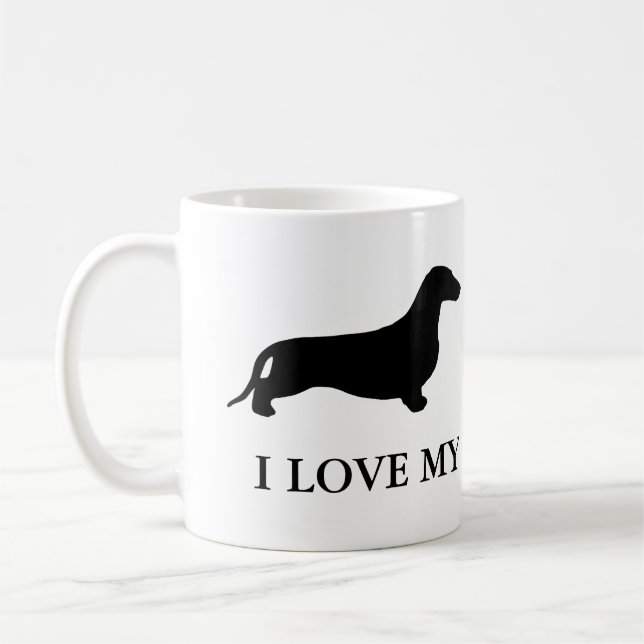 Caneca De Café Dachshund silhout preto + suas ideias (Esquerda)