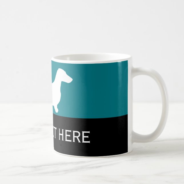 Caneca De Café Dachshund silhout White + suas ideias (Direita)