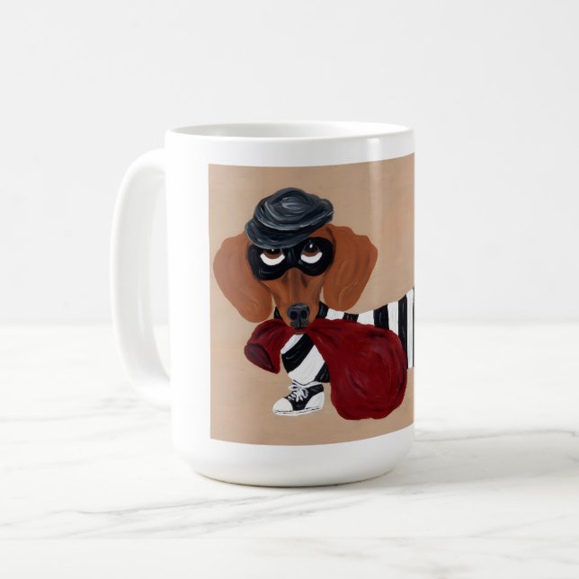 Caneca De Café Dachshund Treat Thief Burglar (Frente Esquerda)