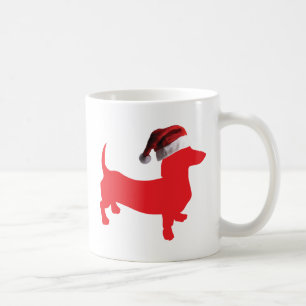 Caneca De Café Dachshund vestindo um Chapéu do Papai Noel