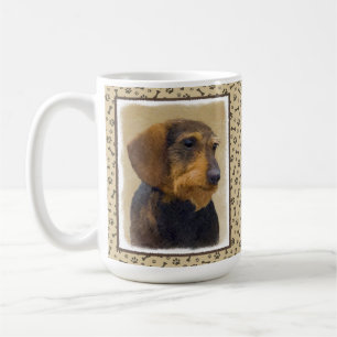 Caneca De Café Dachshund (Wirehaired): Pintura original de cães