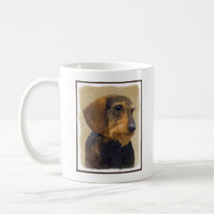 Caneca De Café Dachshund (Wirehaired): Pintura original de cães