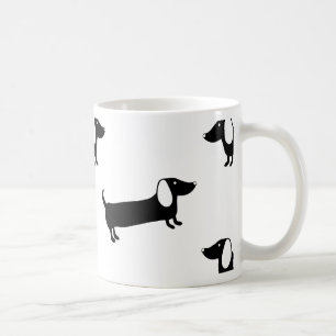 Caneca De Café Dachshunds em preto e branco