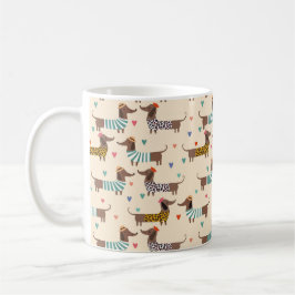 Caneca De Café Dachshunds engraçados em chapéus e suéteres