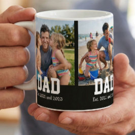 Caneca De Café Dad Est. Bold Black Font 3 Photo Fathers Day Gift