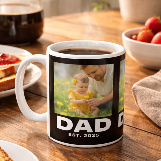 Caneca De Café Dad Established Black 3 Photo (Criador carregado)