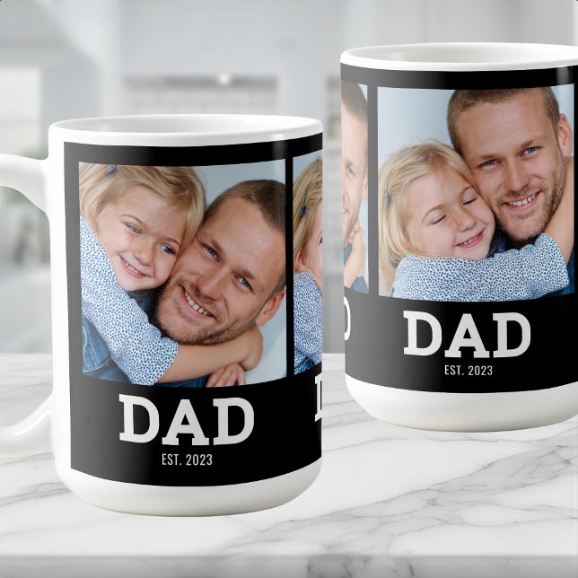 Caneca De Café Dad Established Black 3 Photo (Criador carregado)