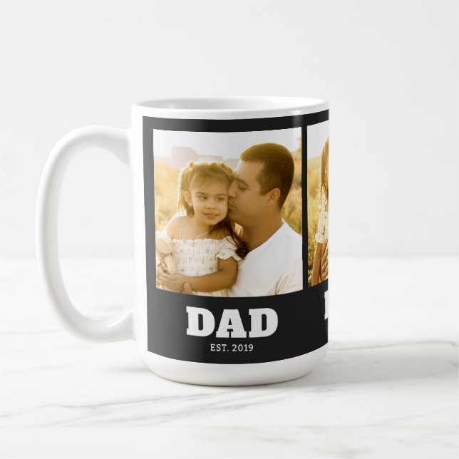 Caneca De Café Dad Established Black Bold 3 Photo (Esquerda)
