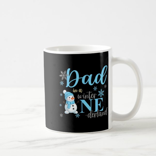 Caneca De Café Dad In A Winter Onederland Birthday Boy Girl Cute  (Direita)