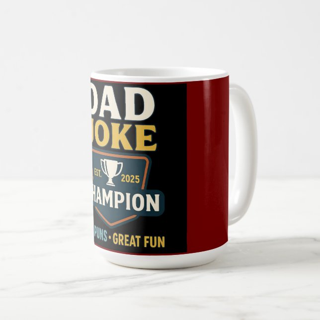 Caneca De Café Dad Joke Champion 2025 Mug – Bad Puns, Great Fun!  (Frente Esquerda)