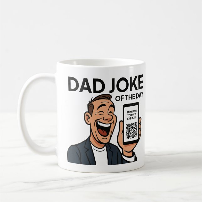 Caneca De Café Dad Joke Mug with Daily QR Code – Endless Dad Joke (Esquerda)