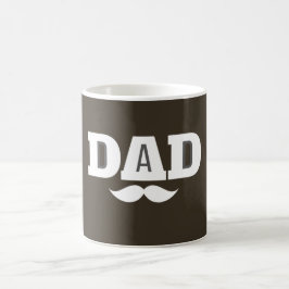 Caneca De Café Dad  Mustache Mug Brown and White