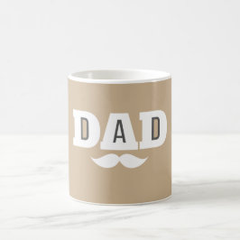 Caneca De Café Dad  Mustache Mug Light Brown and White