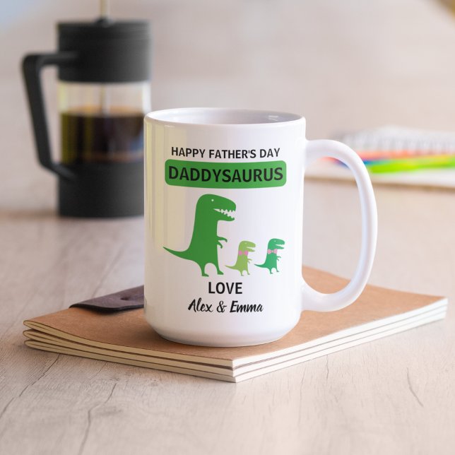 Caneca De Café Daddysaurus Mug, Dia de os pais Mug Personalizado (Criador carregado)