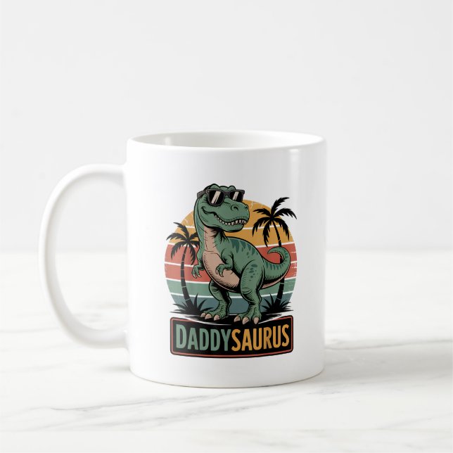 Caneca De Café Daddysaurus T Rex Dinossaur Pai Saurus (Esquerda)