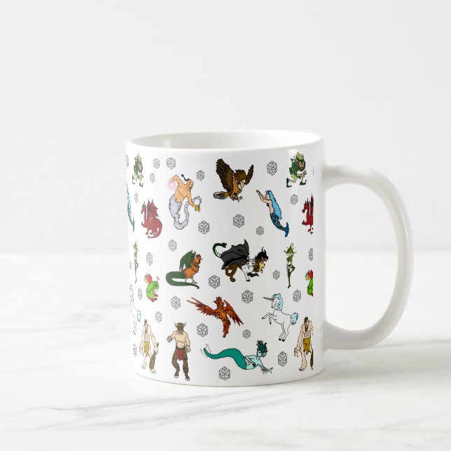 Caneca De Café Dados do Dungeon e dos dragões e criaturas mágicas (Direita)