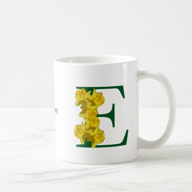 Caneca De Café Daffodil Monograma Nome E Inicial (Direita)