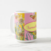 Daffodil Painting Watercolor Amarelo Flor rosa