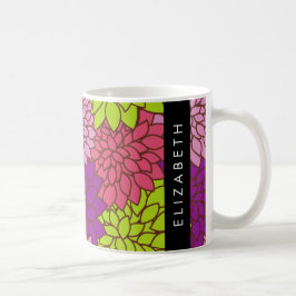 Caneca De Café Dahlia Flores, Flores Coloridas, Seu Nome