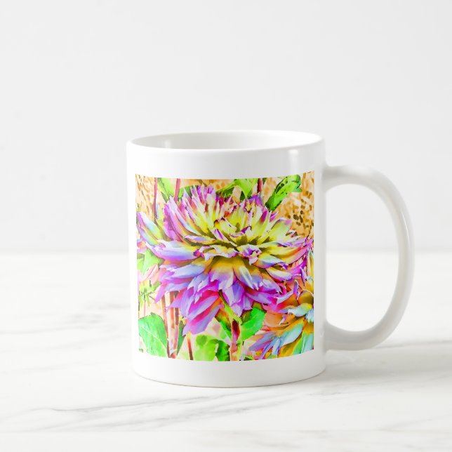 Caneca De Café Dahlia Gift da Aquarela Digital (Direita)