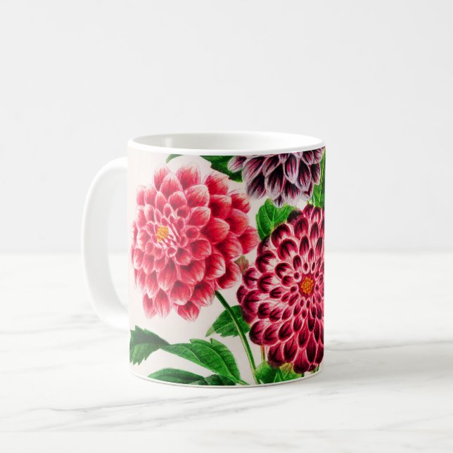 Caneca De Café Dahlia ilustrada (Frente Esquerda)