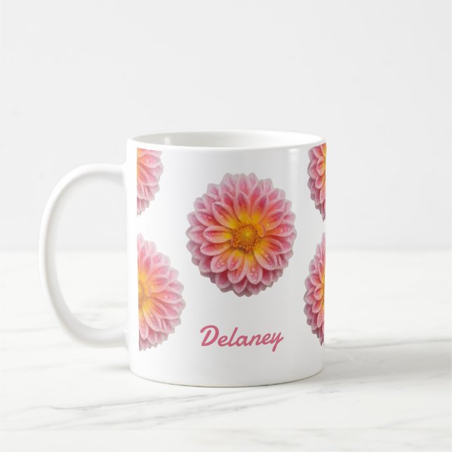 Caneca De Café Dahlia Personalizada e Dew Drops (Esquerda)
