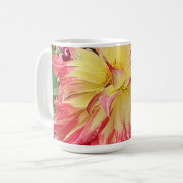 Caneca De Café Dahlia Rosa e Amarelo