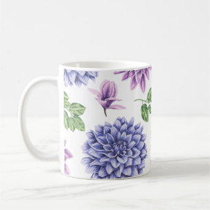 Caneca De Café Dahlias Purple Blue