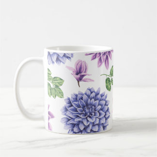 Caneca De Café Dahlias Purple Blue