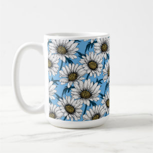 Caneca De Café Daisies, flores silvestres em azul