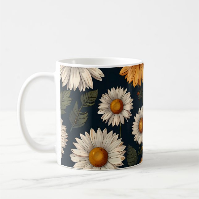 Caneca De Café Daisies Mugs Pattern Design (Esquerda)