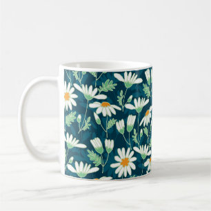 Caneca De Café Daisy Ditsy Chamomile Romântica Impressão