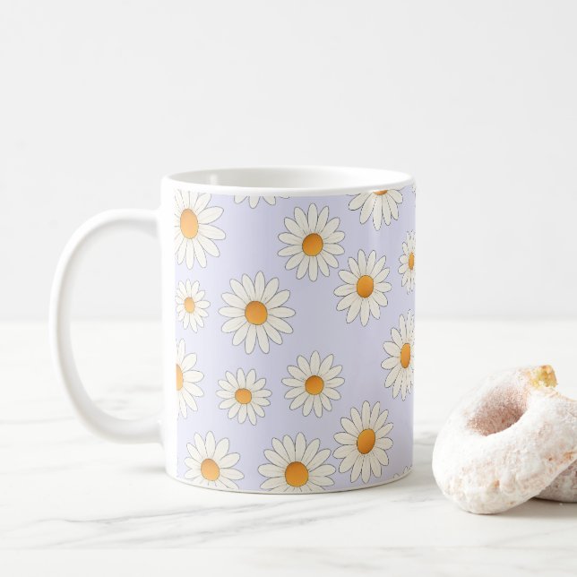 Caneca De Café Daisy Floral Mug - Flor Feliz Café (Com Donut)