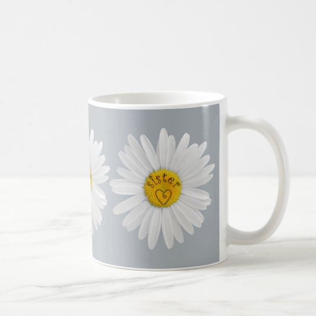 Caneca De Café Daisy Flower For Sister Art Customize Background (Direita)