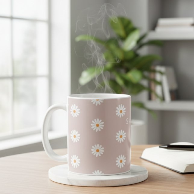 Caneca De Café Daisy Flower Mug, Daisy Flower Mug, Custom Daisy  (Criador carregado)