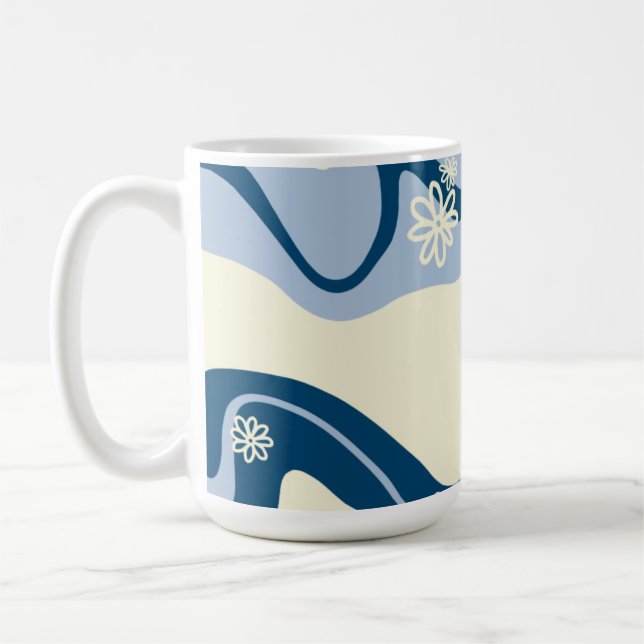 Caneca De Café Daisy Groove - Azul Escuro, Azul Claro e Creme (Esquerda)