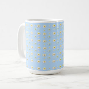 Caneca De Café Daisy Pattern sobre fundo azul claro