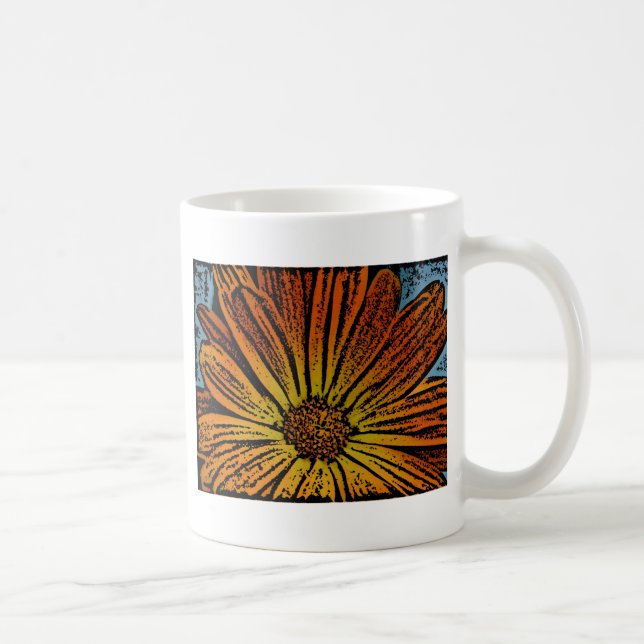 Caneca De Café Daisy Woodcut (Direita)