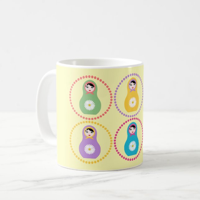 Caneca De Café Daisyflower Matryoshka (Frente Esquerda)