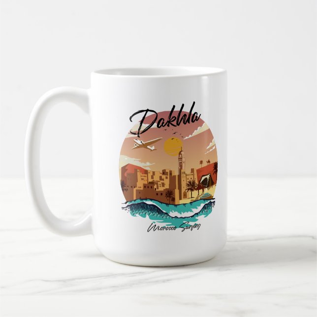 Caneca De Café Dakhla Marrocos surfe (Esquerda)