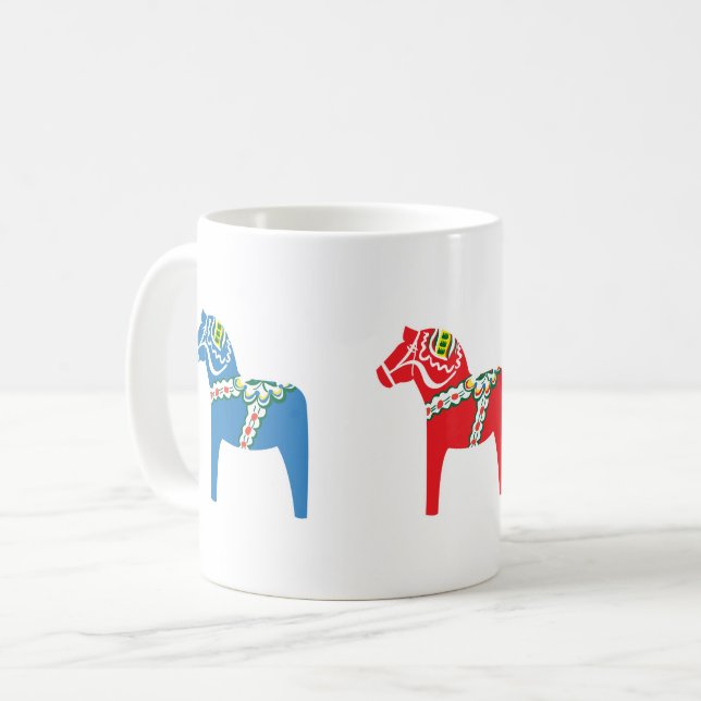 Caneca De Café Dalahäst verde, vermelho e azul (Frente Esquerda)