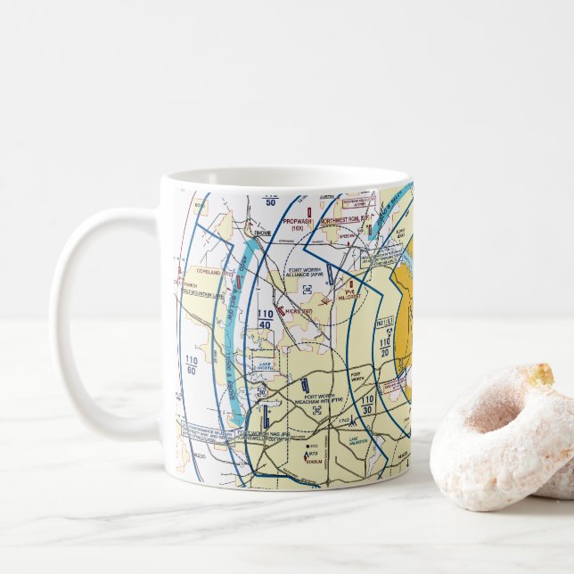 Caneca De Café Dallas - Ft Gráfico de Flyway do Worth (Com Donut)