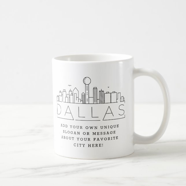 Caneca De Café Dallas Stylized Skyline | Mug De Café De Slogan Pe (Direita)