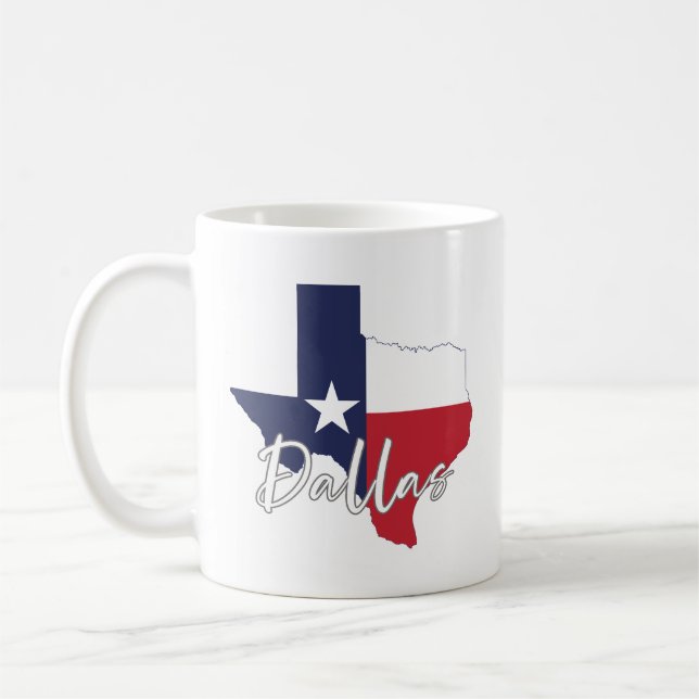Caneca De Café Dallas, Texas Flag Map (Esquerda)
