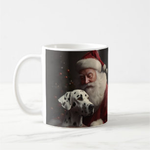 Caneca De Café Dálmata com Papai Noel Natal Festivo